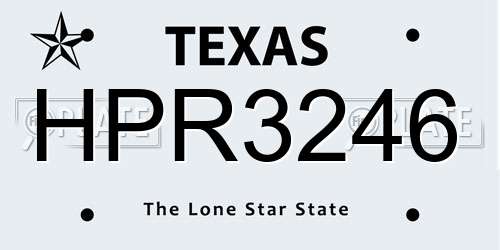 HPR3246 Texas License Plate