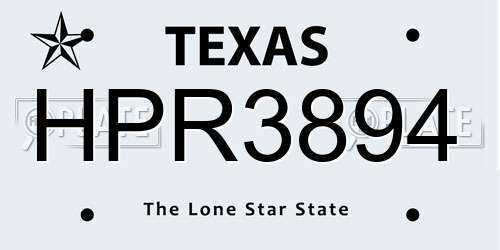 HPR3894 Texas License Plate