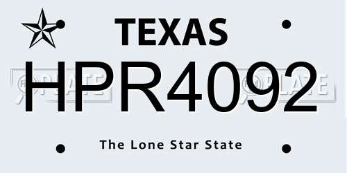 HPR4092 Texas License Plate