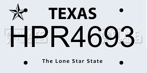 HPR4693 Texas License Plate
