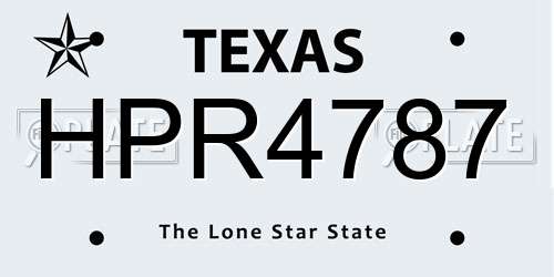 HPR4787 Texas License Plate