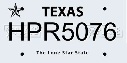 HPR5076 Texas License Plate