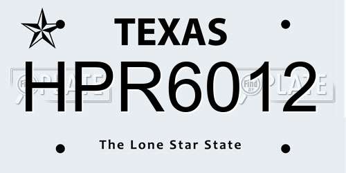 HPR6012 Texas License Plate