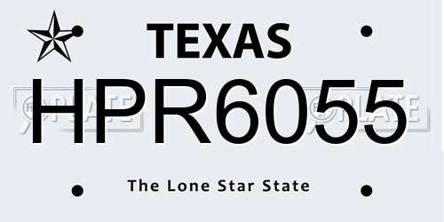HPR6055 Texas License Plate