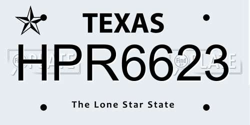 HPR6623 Texas License Plate