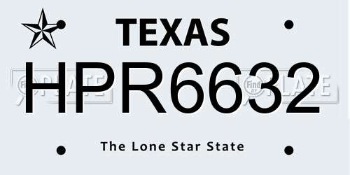 HPR6632 Texas License Plate