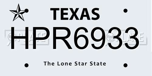 HPR6933 Texas License Plate