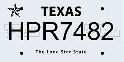 HPR7482 Texas License Plate