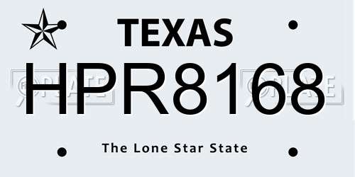 HPR8168 Texas License Plate