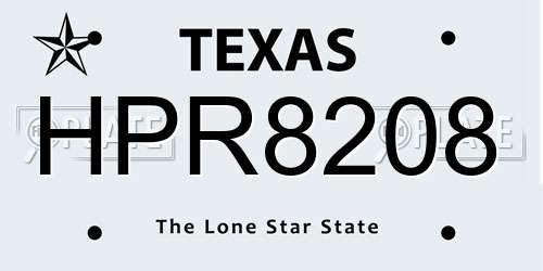 HPR8208 Texas License Plate