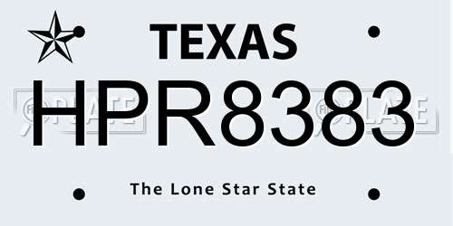 HPR8383 Texas License Plate