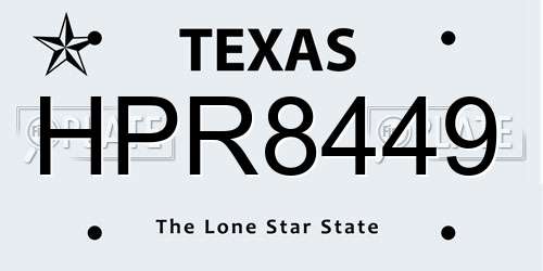 HPR8449 Texas License Plate