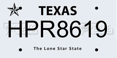 HPR8619 Texas License Plate