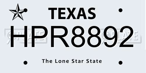 HPR8892 Texas License Plate
