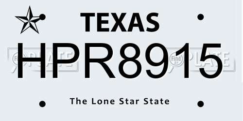 HPR8915 Texas License Plate