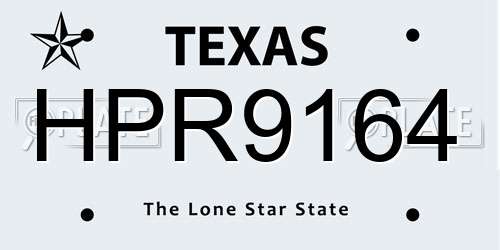 HPR9164 Texas License Plate