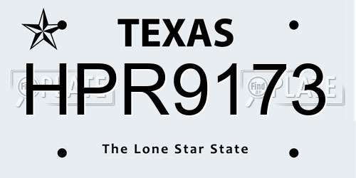 HPR9173 Texas License Plate