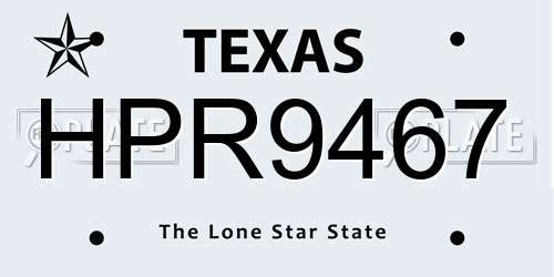 HPR9467 Texas License Plate