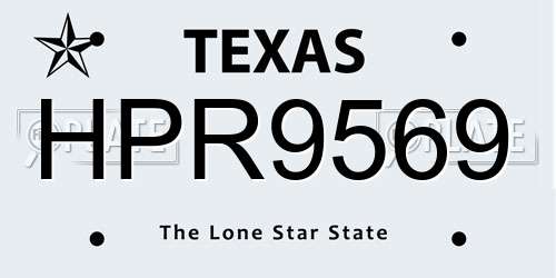 HPR9569 Texas License Plate