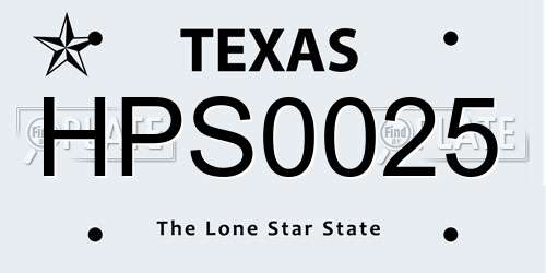 HPS0025 Texas License Plate