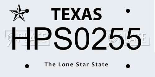 HPS0255 Texas License Plate