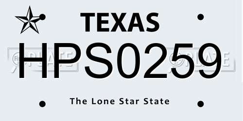 HPS0259 Texas License Plate