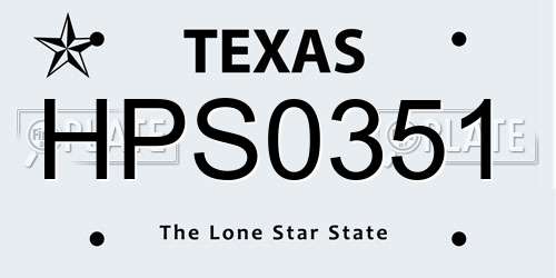 HPS0351 Texas License Plate