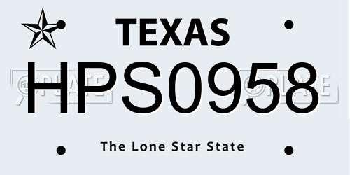 HPS0958 Texas License Plate
