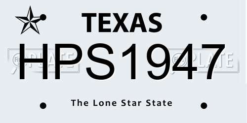 HPS1947 Texas License Plate