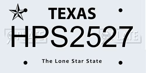 HPS2527 Texas License Plate