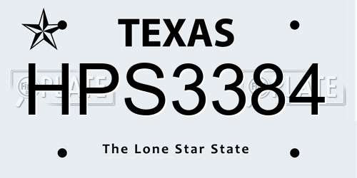 HPS3384 Texas License Plate
