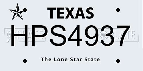 HPS4937 Texas License Plate