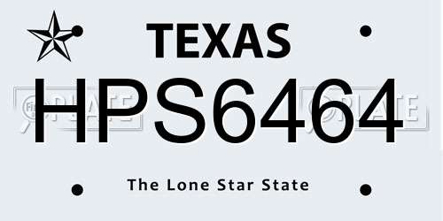 HPS6464 Texas License Plate