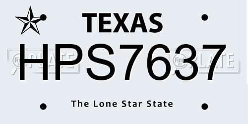 HPS7637 Texas License Plate