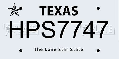 HPS7747 Texas License Plate