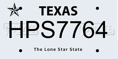 HPS7764 Texas License Plate