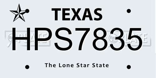 HPS7835 Texas License Plate