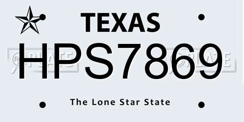 HPS7869 Texas License Plate