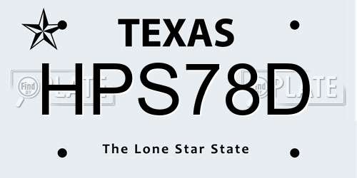 HPS78D Texas License Plate