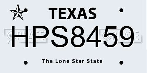 HPS8459 Texas License Plate