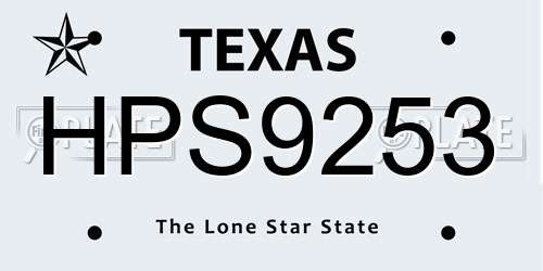 HPS9253 Texas License Plate