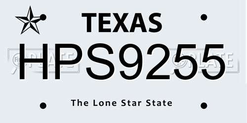 HPS9255 Texas License Plate