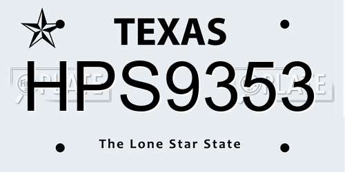 HPS9353 Texas License Plate