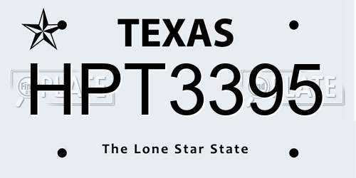 HPT3395 Texas License Plate