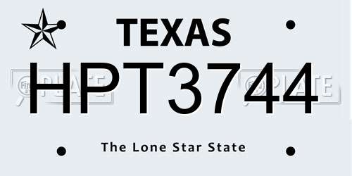HPT3744 Texas License Plate