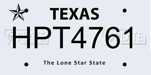 HPT4761 Texas License Plate