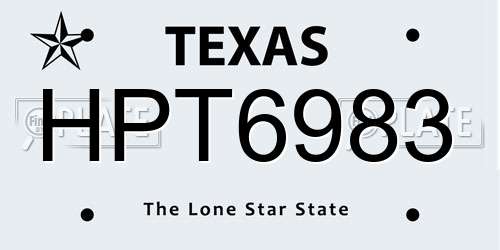 HPT6983 Texas License Plate