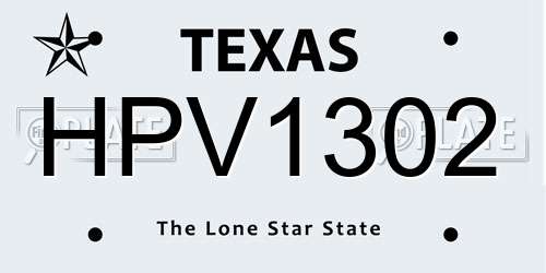 HPV1302 Texas License Plate