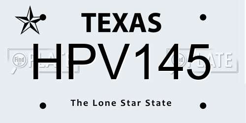 HPV145 Texas License Plate