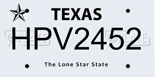 HPV2452 Texas License Plate